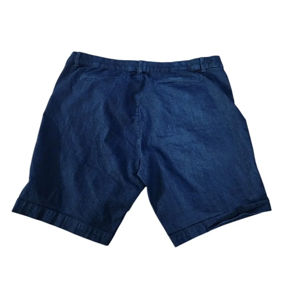 St. Johns Bay Womens Plus Size 24W Dark Wash Denim Bermuda Stretch Shorts 680